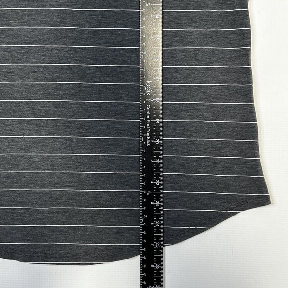 Lululemon Love Crew III Short Serve Stripe Shirt Heathered Black White Size 6 - Picture 4 of 10